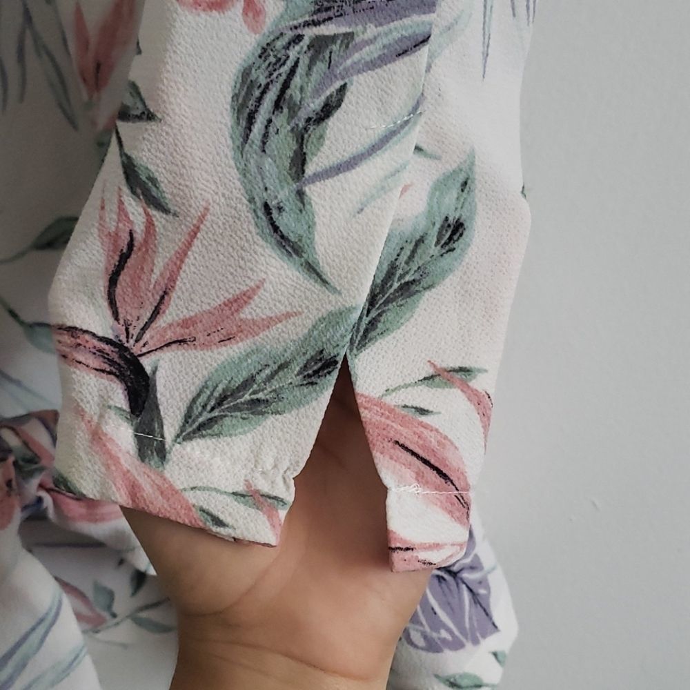 Floral Print Open-Front Lightweight Cardigan  - White/Pastel - Picture 4 of 7